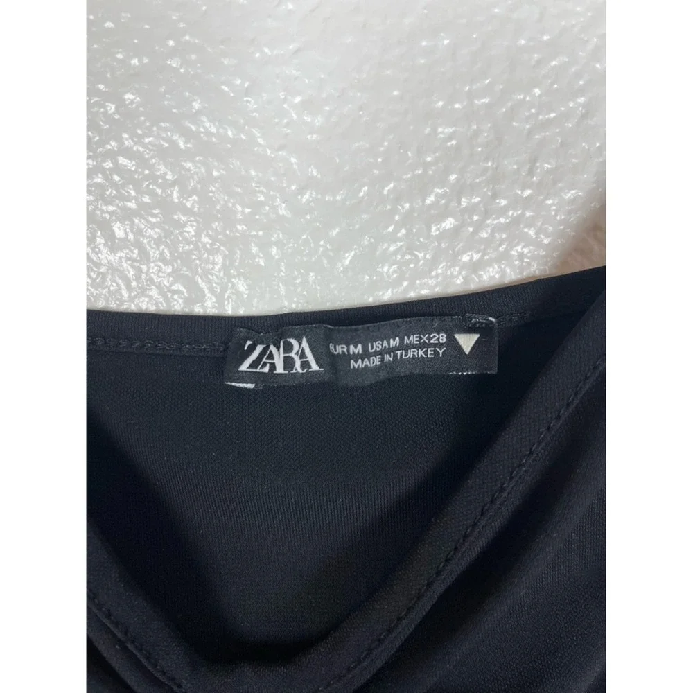 Zara Black Ruched Drawstring Cami Bralette Women's‎ MD